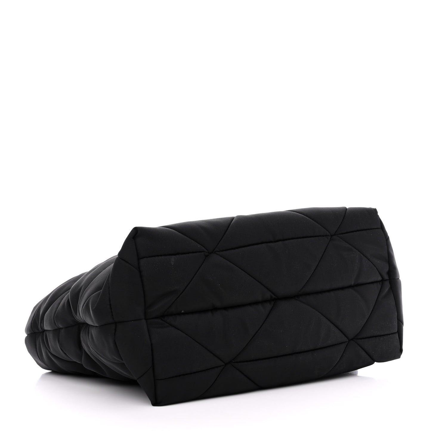 Re-Nylon Nappa Triangle Quilted Padded Double Handled Zip Pocket Tote Black