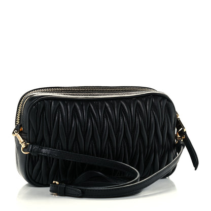 Miu Miu Nappa Matelasse Double Zip Pochette Clutch Black 3 of 14