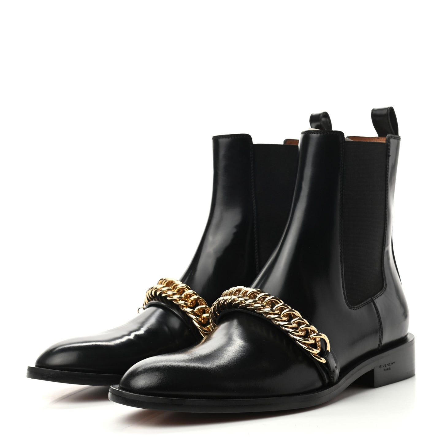 Calfskin Chain Chelsea Boots 39 Black