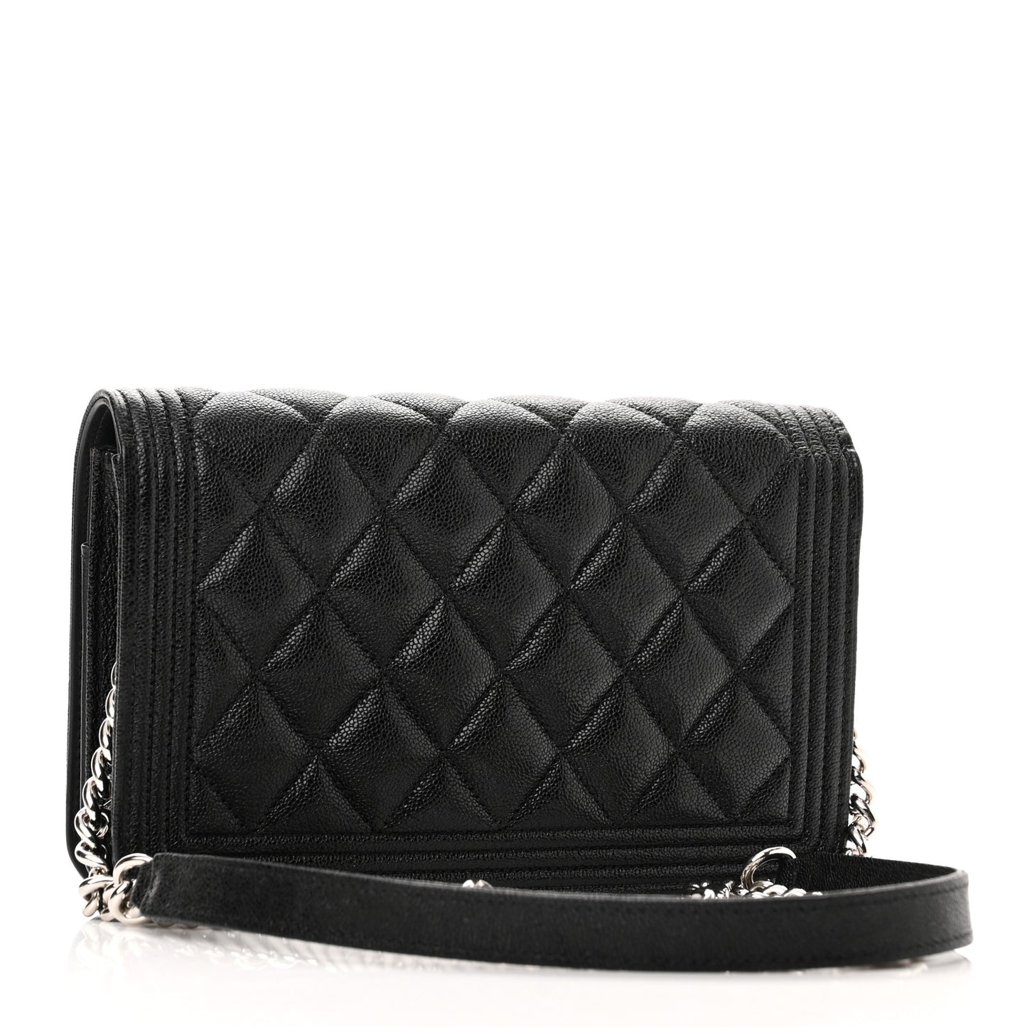 Caviar Quilted Boy Wallet On Chain WOC Black