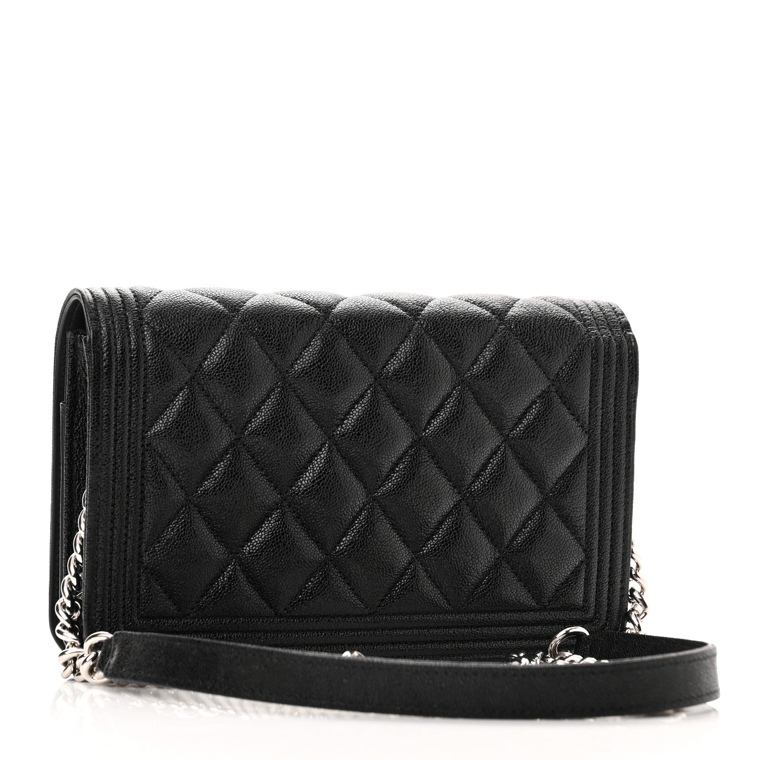 Chanel Caviar Quilted Boy Wallet On Chain WOC Black 3 of 12