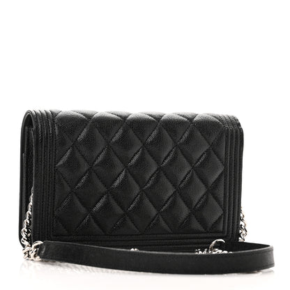 Chanel Caviar Quilted Boy Wallet On Chain WOC Black 3 of 12