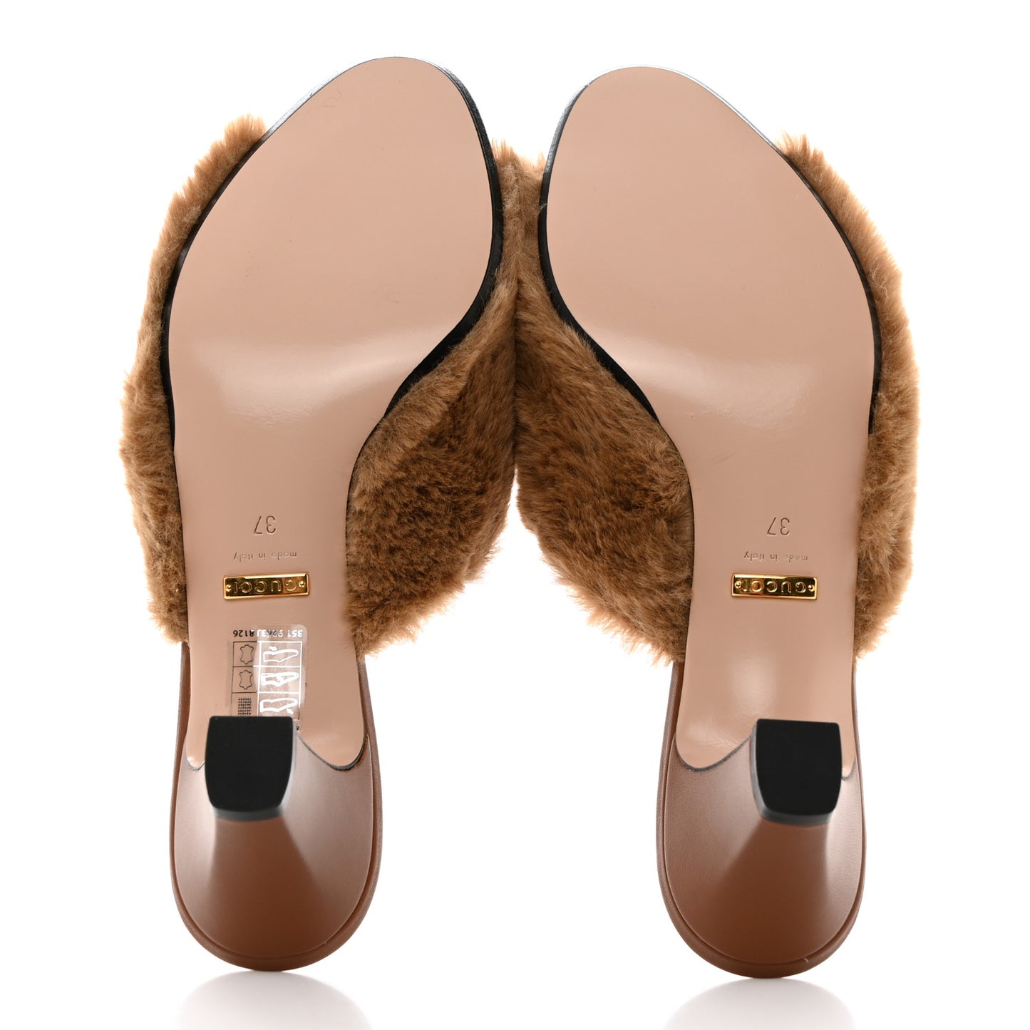 X DANS LE VERT Faux Fur Horsebit Mules 37 Brown