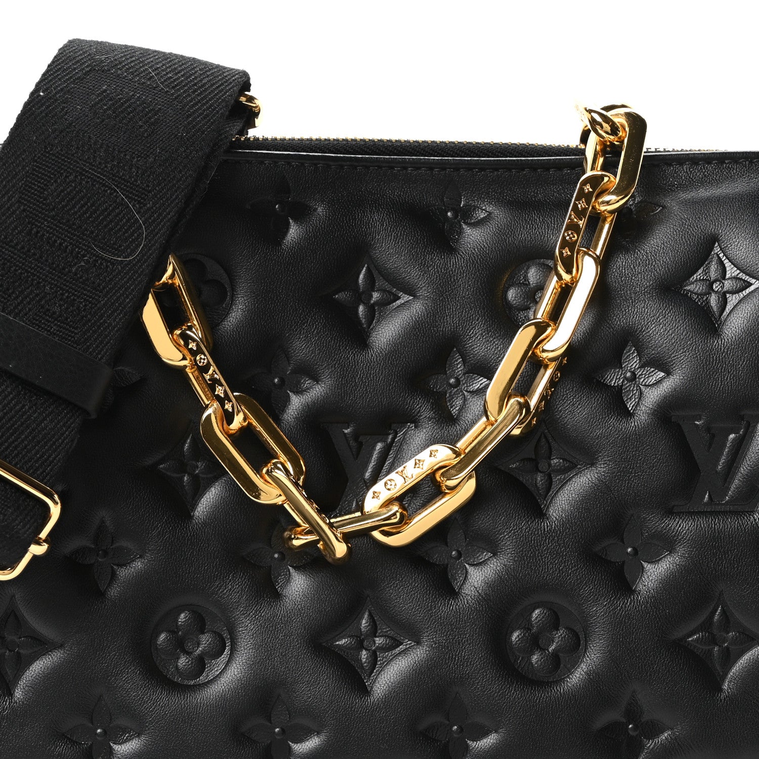 Louis Vuitton Lambskin Embossed Monogram Coussin PM Black 7 of 10