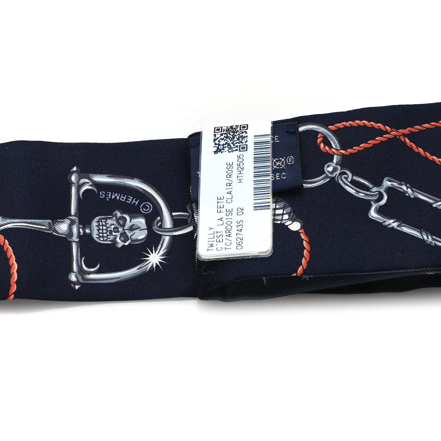 Hermes Silk C'est la Fete Twilly Ardoise Clair Rose Pale Bleu Marine 3 of 3