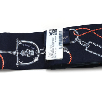 Hermes Silk C'est la Fete Twilly Ardoise Clair Rose Pale Bleu Marine 3 of 3
