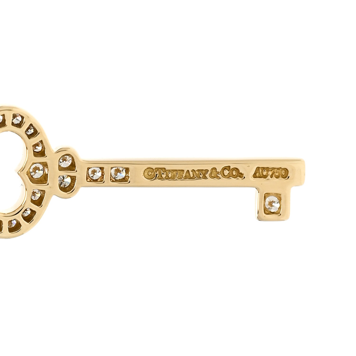 Tiffany 18K Yellow Gold Diamond Mini Vintage Oval Key Pendant 4 of 5