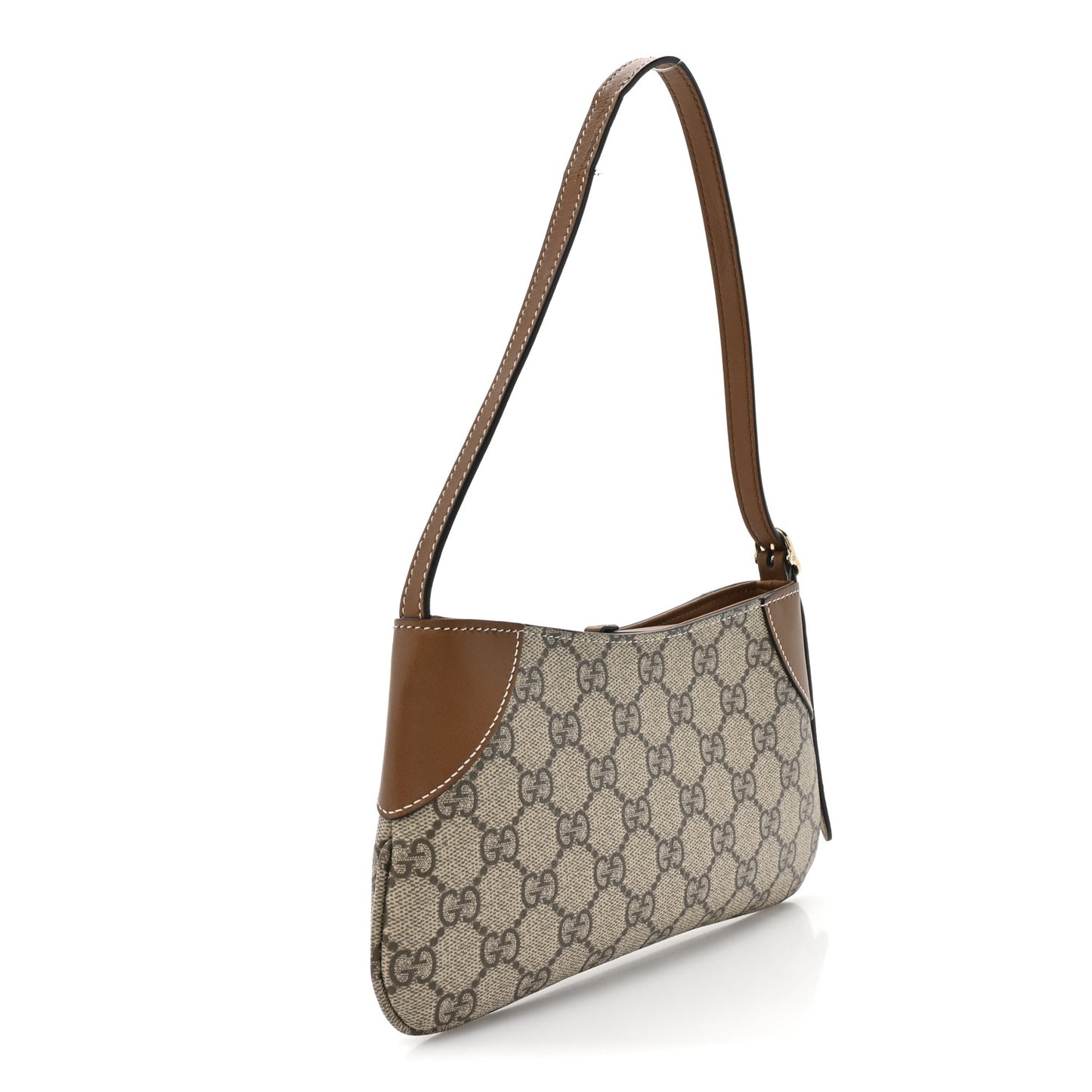 GG Monogram Calfskin Small Emblem Shoulder Bag Beige Dark Brown