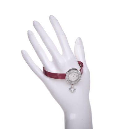 Van Cleef & Arpels 18K White Gold Alligator Diamond Bezel 25mm Charms Quartz Watch 2 of 7
