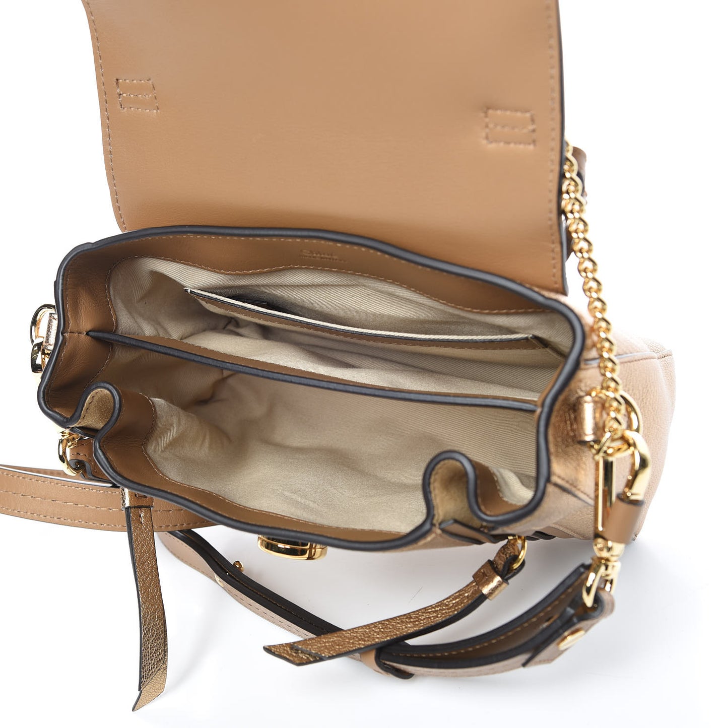 Metallic Calfskin Mini Faye Day Shoulder Bag Gold