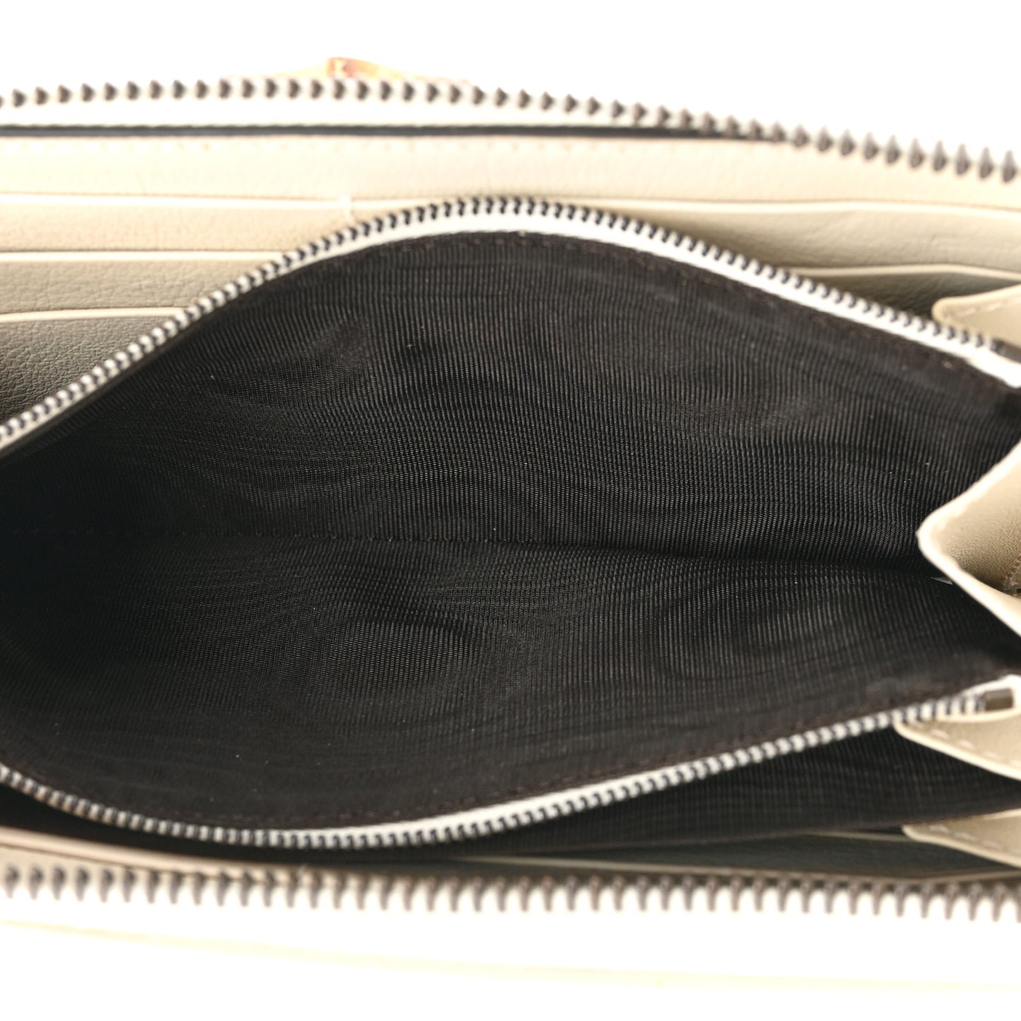 Wonka Grain Calfskin Diana Zip Around Continental Wallet Mystic White