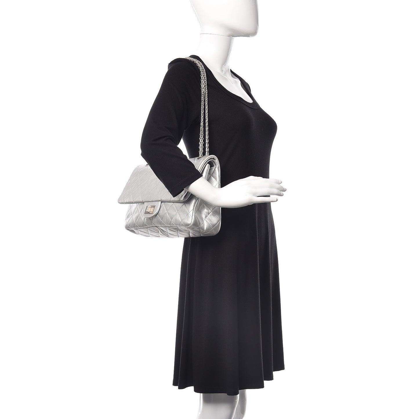 Metallic Lambskin Quilted 2.55 Reissue 227 Flap Silver