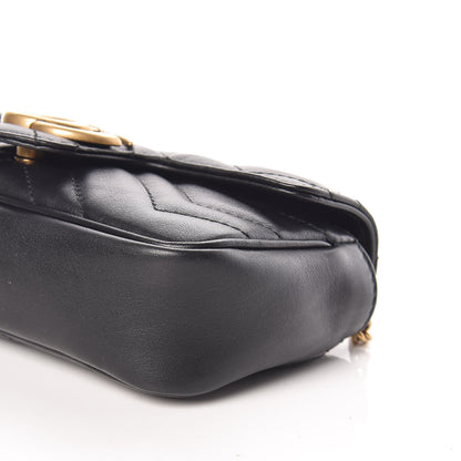 Gucci Calfskin Matelasse Super Mini GG Marmont Shoulder Bag Black 10 of 10