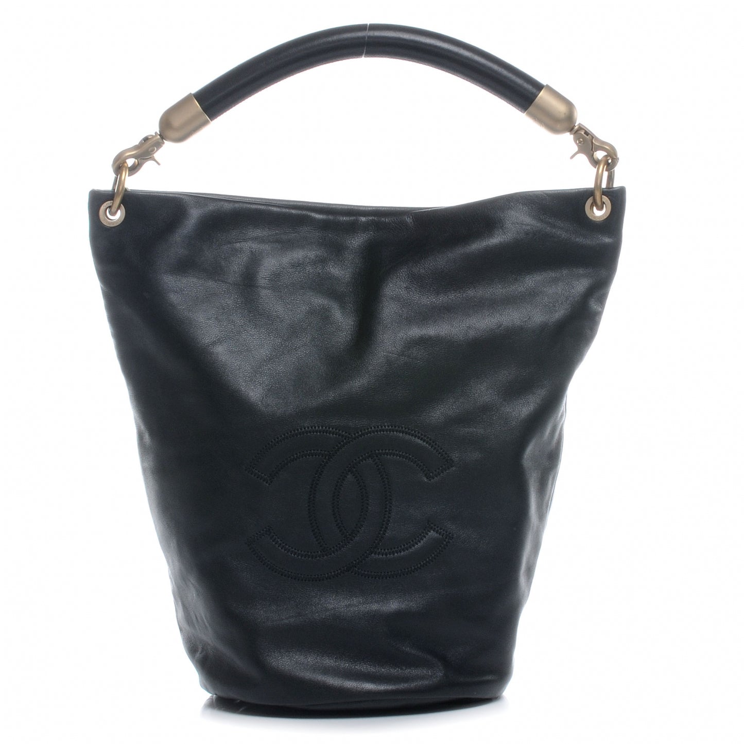 Calfskin CC Bucket Bag Black