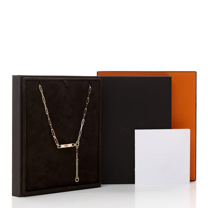 Hermes 18K Rose Gold Diamond Pave PM Kelly Chaine Lariat Necklace ST 5 of 5