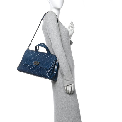 Chanel Glazed Calfskin Boy Satchel Flap Blue 2 of 14
