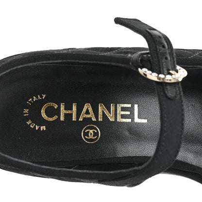 Chanel Grosgrain Quilted Crystal CC Platform Sandals 39.5 Black 8 of 10