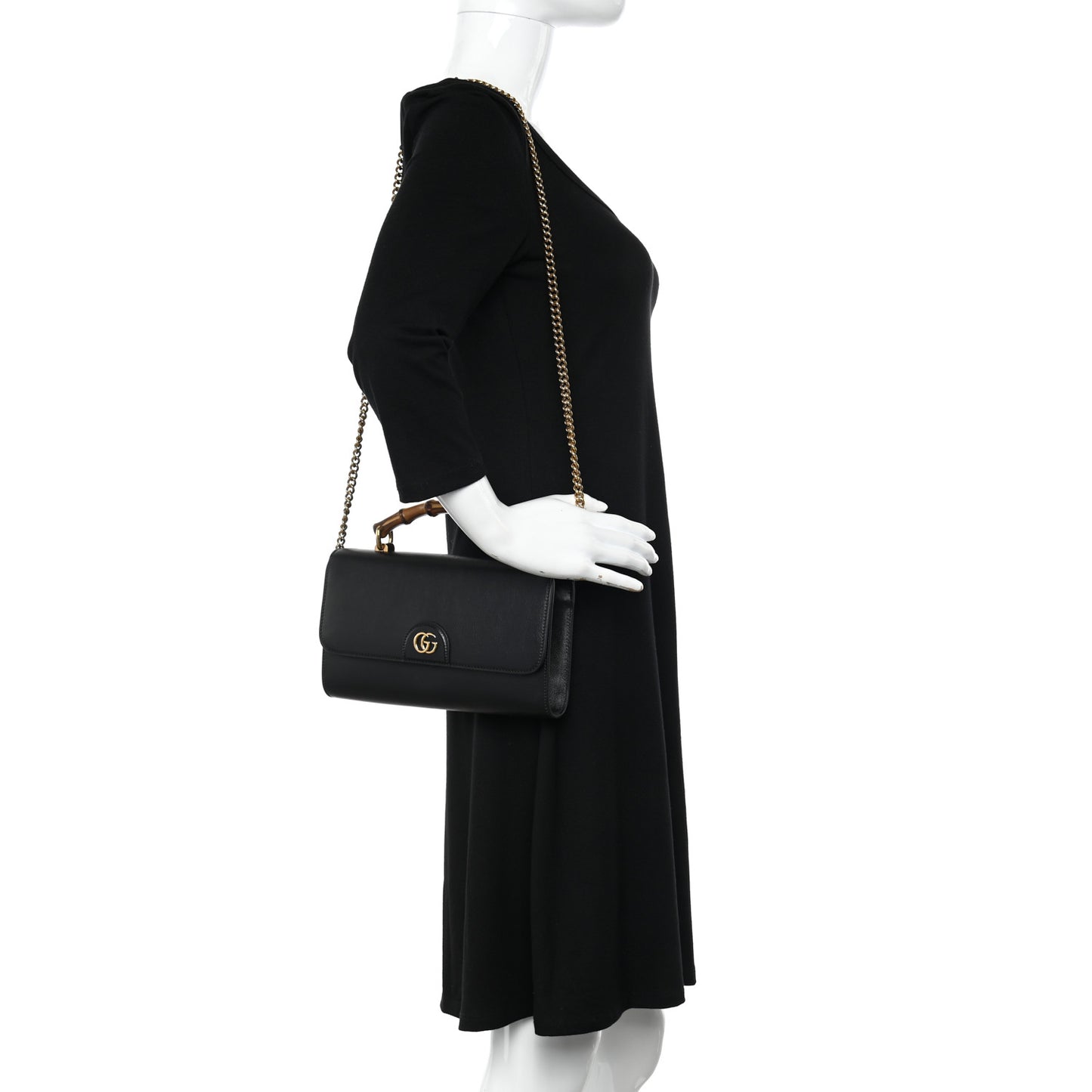 Wonka Grain Calfskin Mini Diana Bamboo Top Handle Shoulder Bag Black