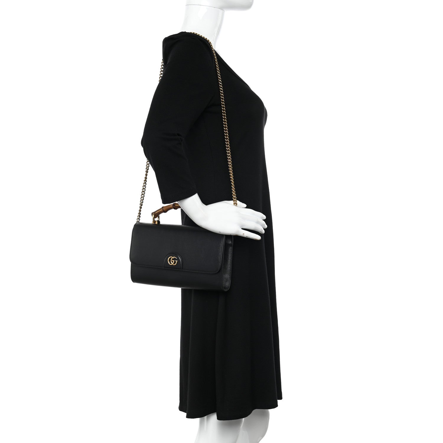 Gucci Wonka Grain Calfskin Mini Diana Bamboo Top Handle Shoulder Bag Black 2 of 9