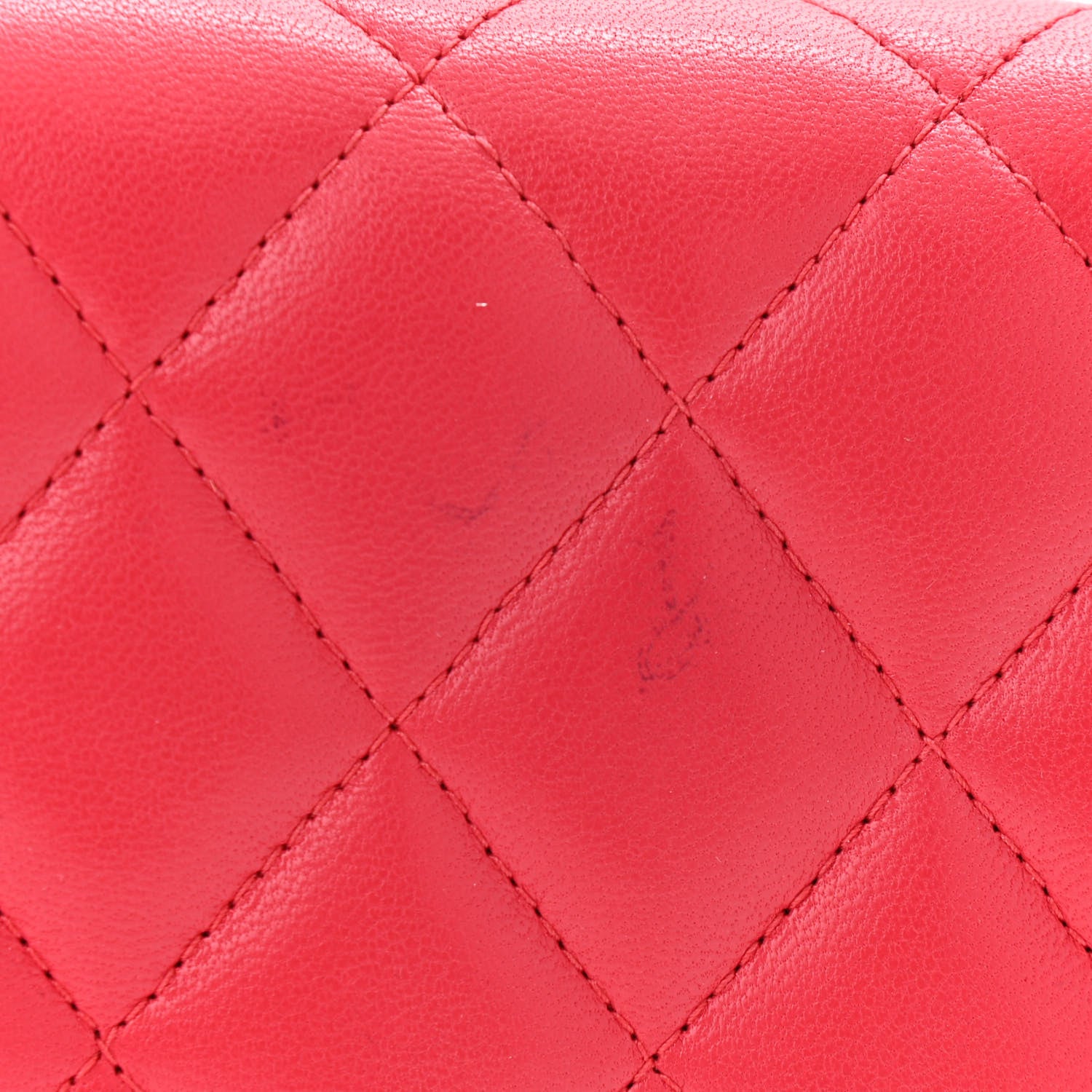 Chanel Lambskin Quilted Large Gusset Flap Wallet Red 9 of 10