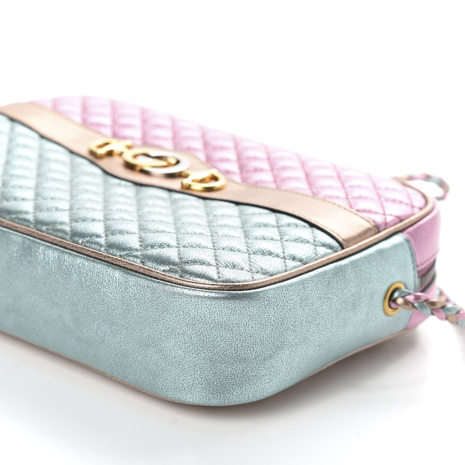 Gucci Laminated Nappa Trapuntata Small Zumi Shoulder Bag Rosa Lago Rame 9 of 10
