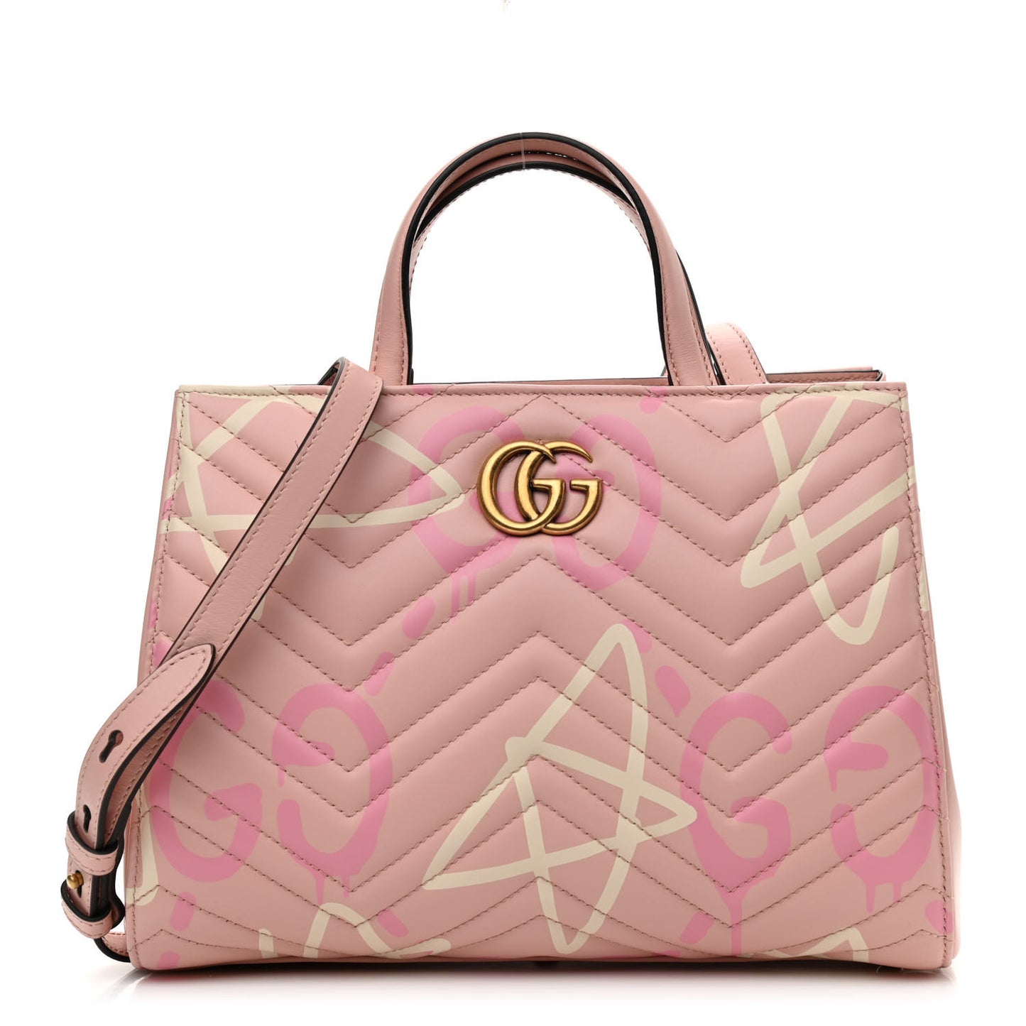 Calfskin Matelasse GucciGhost Small GG Marmont Tote Perfect Pink Rosa Ivory