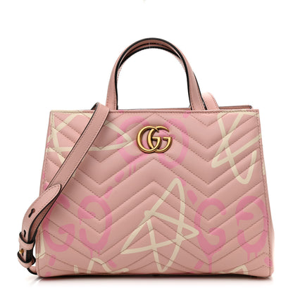 Gucci Calfskin Matelasse GucciGhost Small GG Marmont Tote Perfect Pink Rosa Ivory 1 of 10