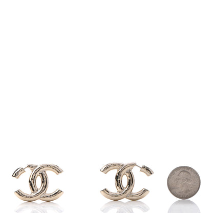 Chanel Metal Large CC Earrings Light Gold 2 of 4