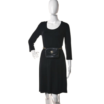 Chanel Calfskin Quilted Flap Waist Belt Bag 75 30 Black 2 of 11
