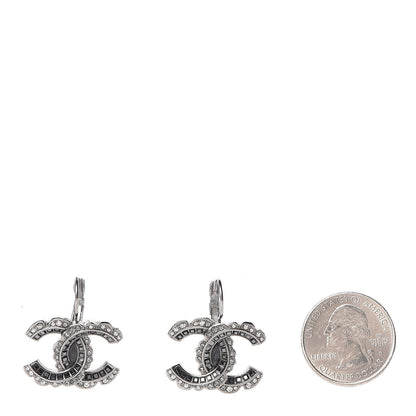 Chanel Ruthenium Baguette Crystal CC Drop Earrings 2 of 5