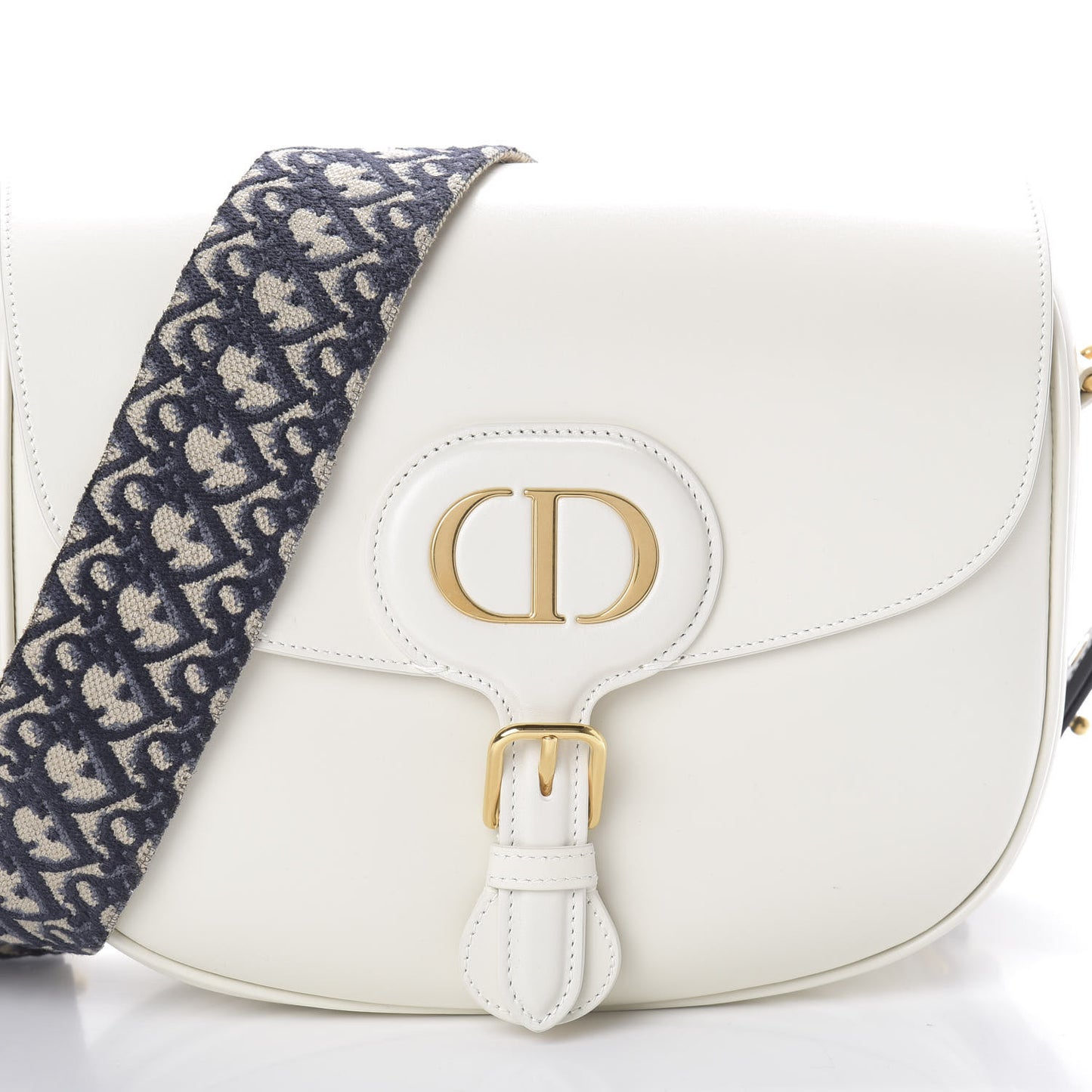 Box Calfskin Large Bobby Flap White