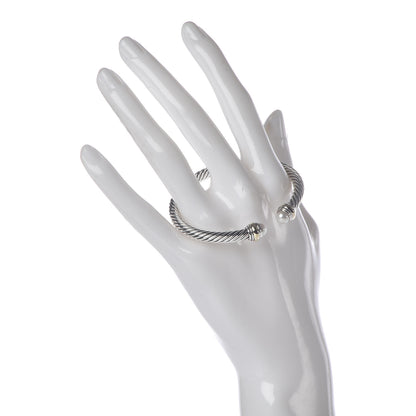 David Yurman Sterling Silver 14K Yellow Gold Pearl 5mm Cable Classics Bracelet 2 of 6