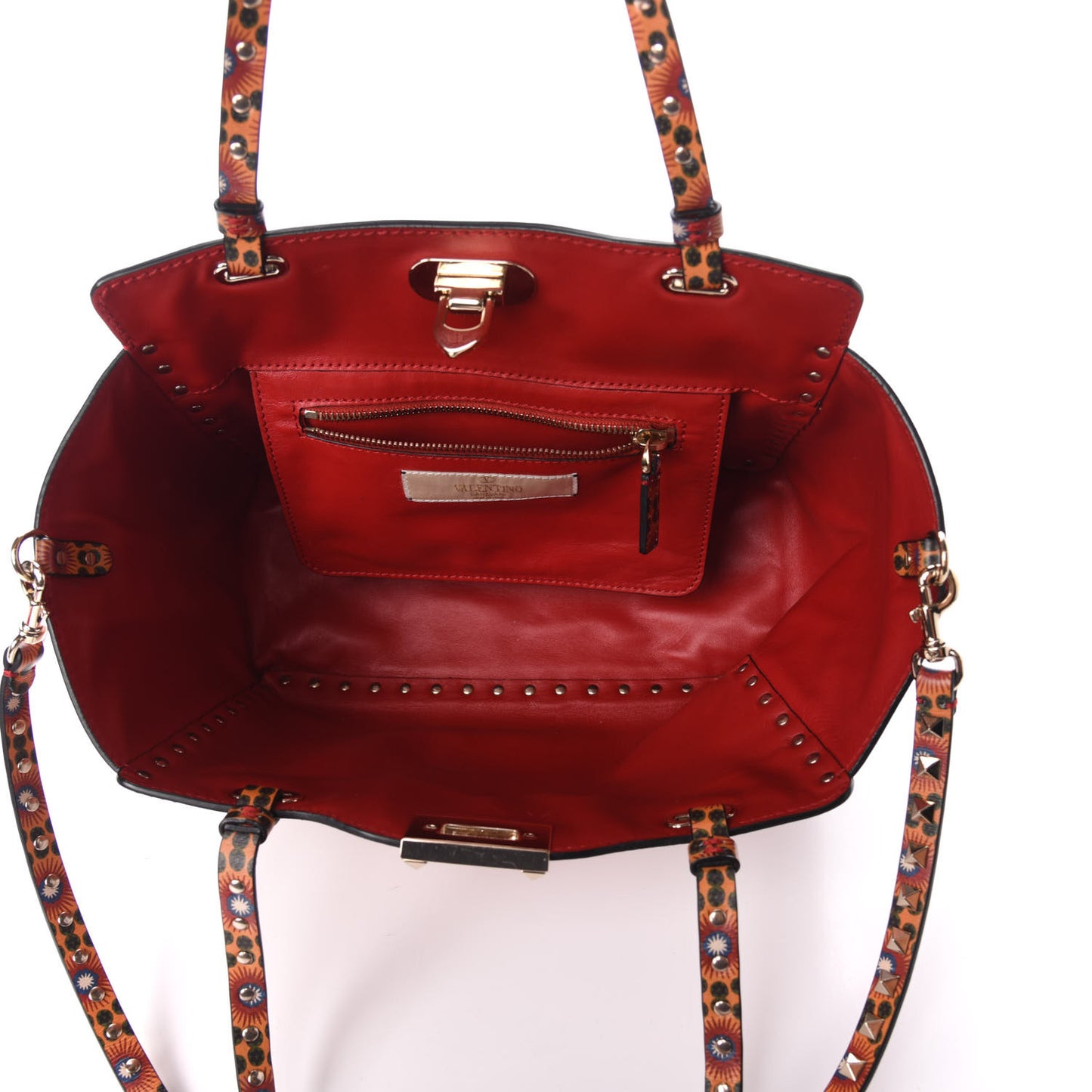 Vitello Enchanted Wonderland Small Rockstud Tote Rosso