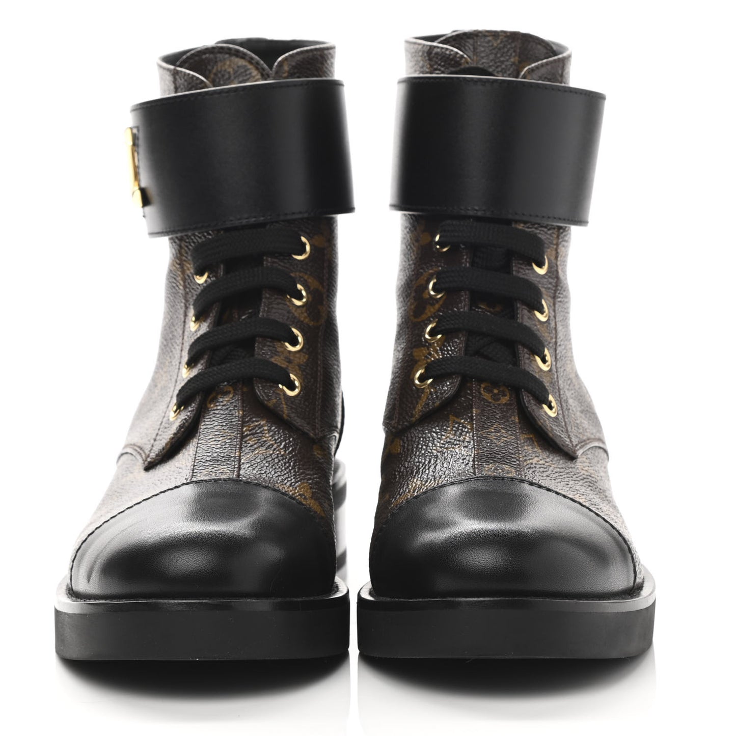 Calfskin Monogram Wonderland Flat Ranger Boots 37.5 Black
