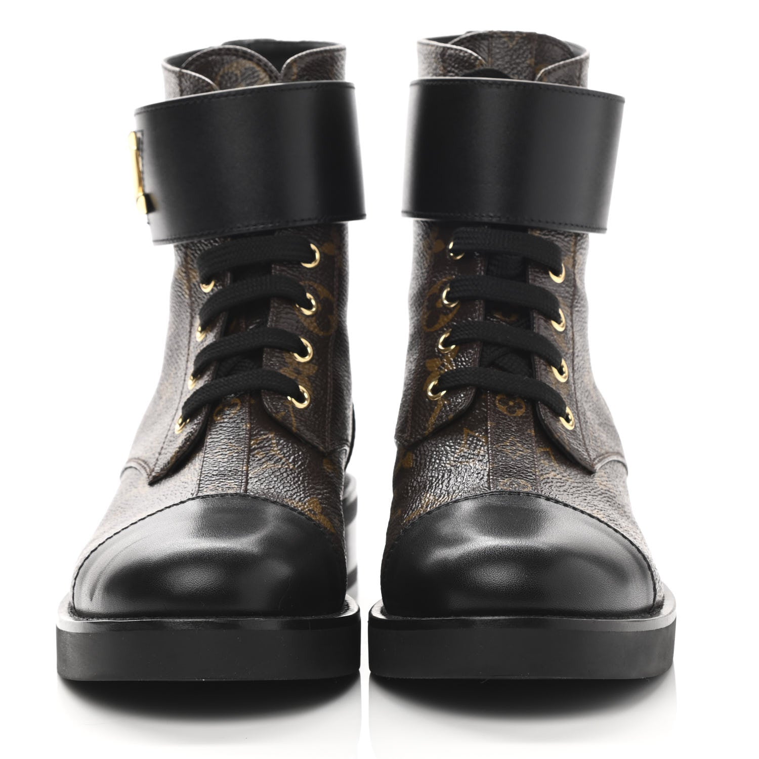 Louis Vuitton Calfskin Monogram Wonderland Flat Ranger Boots 37.5 Black 2 of 8