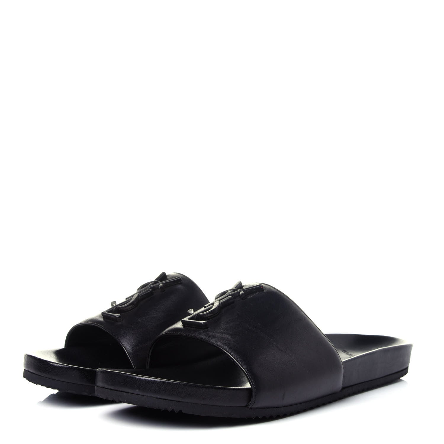 Saint Laurent Lambskin Joan Slide Sandals 39.5 Black 3 of 11