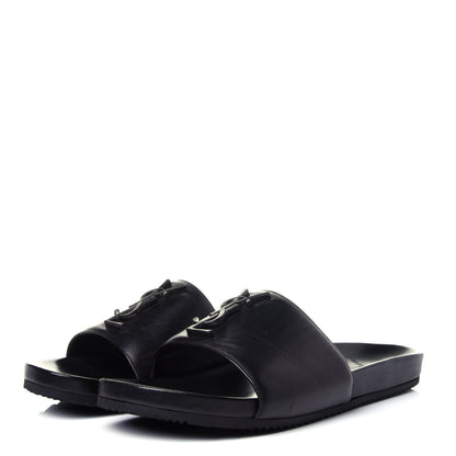 Saint Laurent Lambskin Joan Slide Sandals 39.5 Black 3 of 11