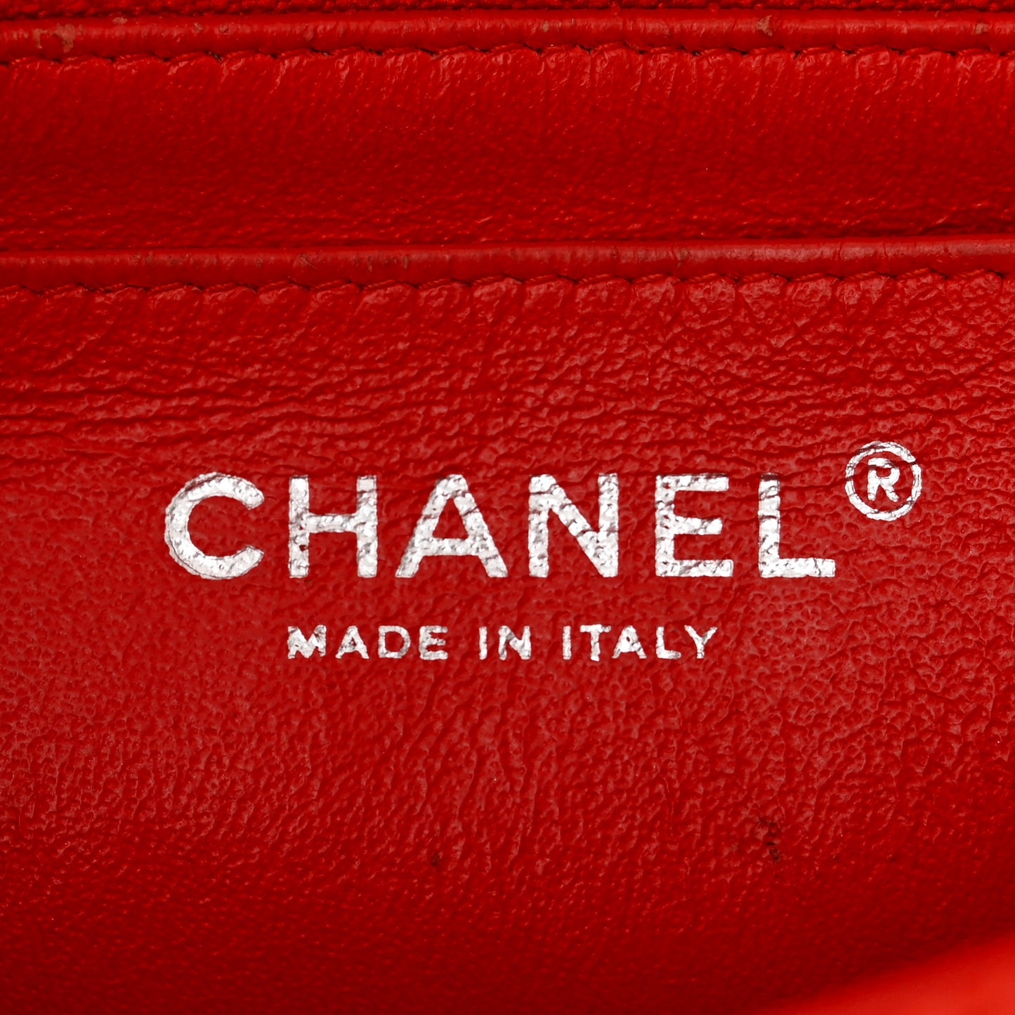 Patent Calfskin Quilted Mini Rectangular Flap Red