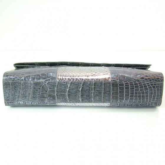 Nancy Gonzalez Crocodile Envelope Clutch Silver 4 of 8