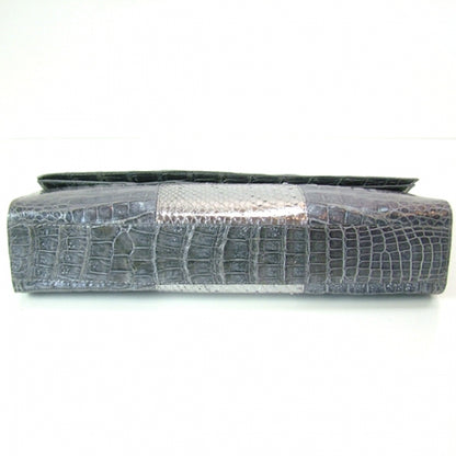 Nancy Gonzalez Crocodile Envelope Clutch Silver 4 of 8