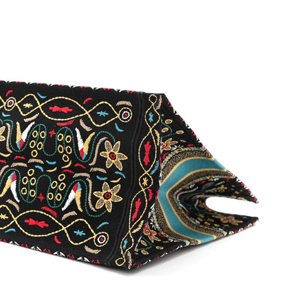 Christian Dior Canvas Embroidered Large Flowers Heart Book Tote Black Multicolor 10 of 10