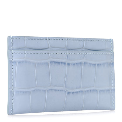 Chanel Calfskin Crocodile Embossed Crococo Card Holder Light Blue 3 of 7