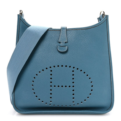 Hermes Taurillon Clemence Evelyne GM Blue Jean 1 of 10