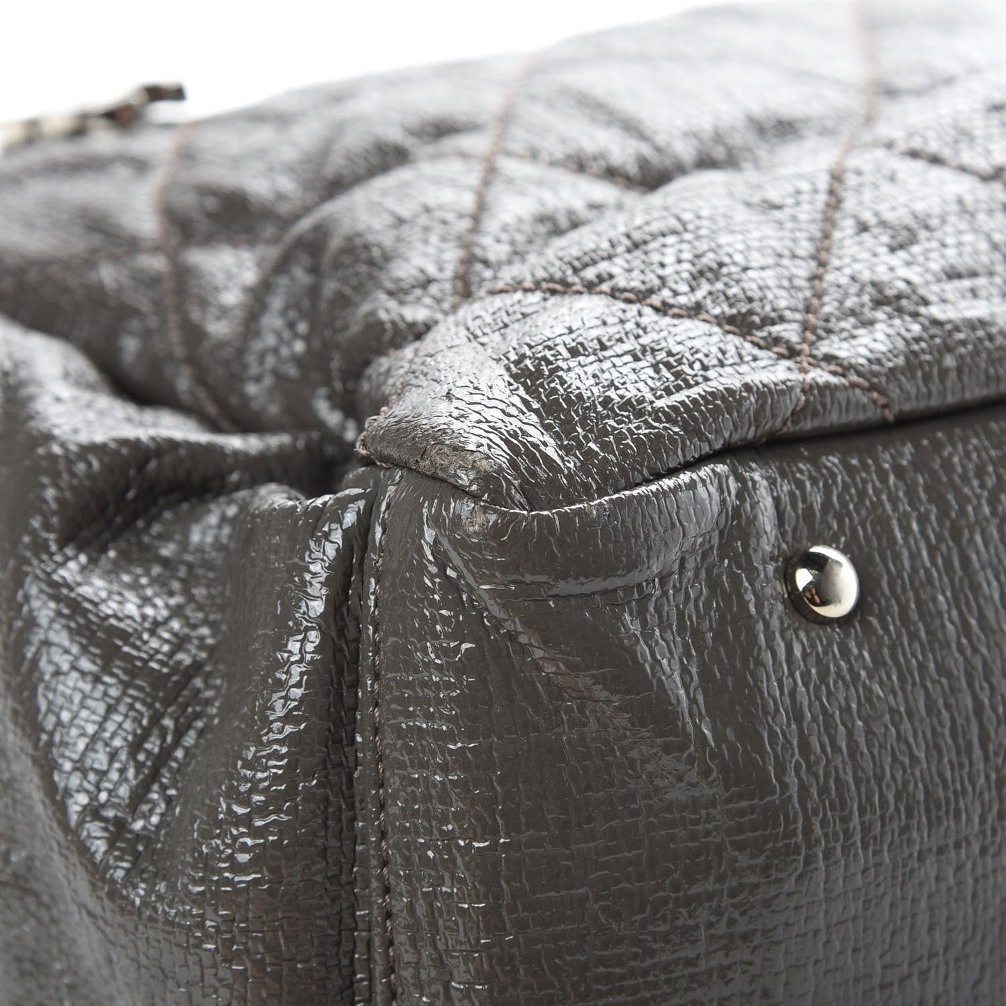 Coated Canvas Quilted Large Paris Biarritz Tote Grey
