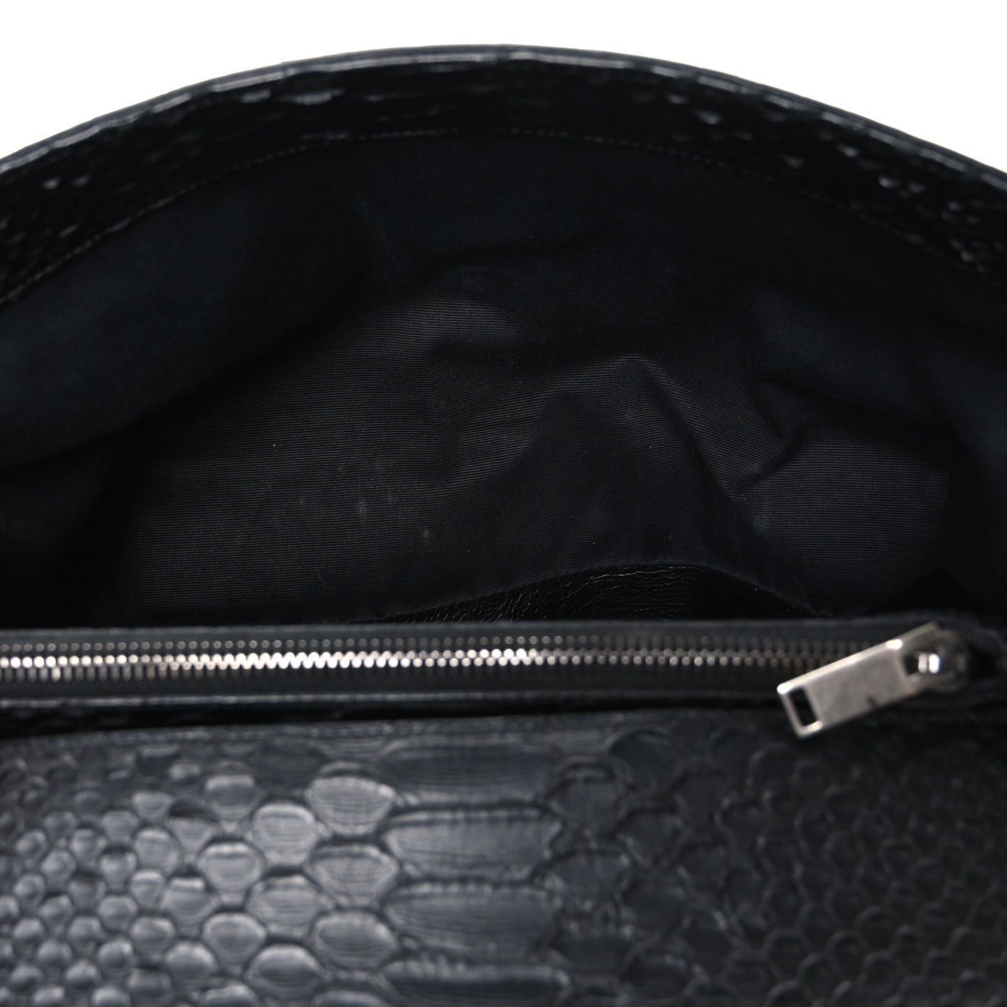 Snake Calfskin Embossed Monogram Large College Satchel Black