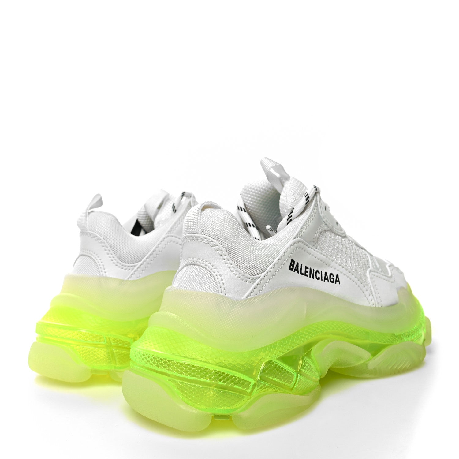 Balenciaga Fabric Mesh Clear Sole Fluo Womens Triple S Sneakers 35 White Fluo Yellow 4 of 8