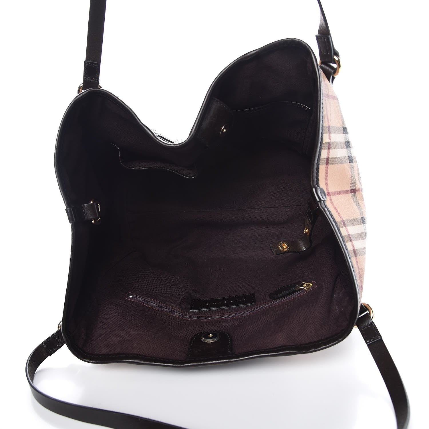 Burberry Suede Haymarket Check Colorblock Small Canterbury Tote Plum 5 of 13