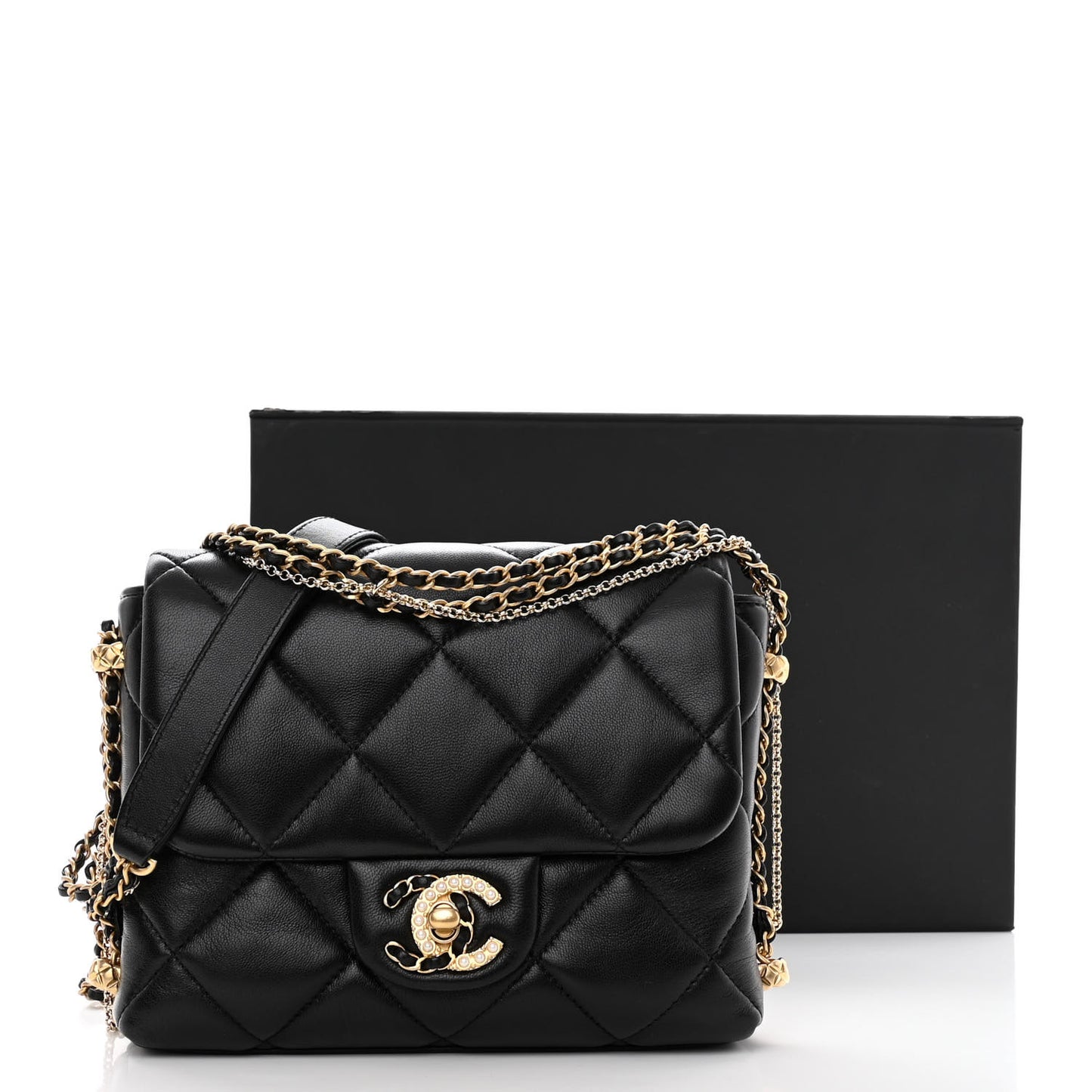 Lambskin Quilted Mini Crush On Chains Flap Bag Black