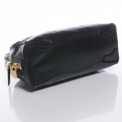 Prada Leather Logo Bowling Bag Black 4 of 7