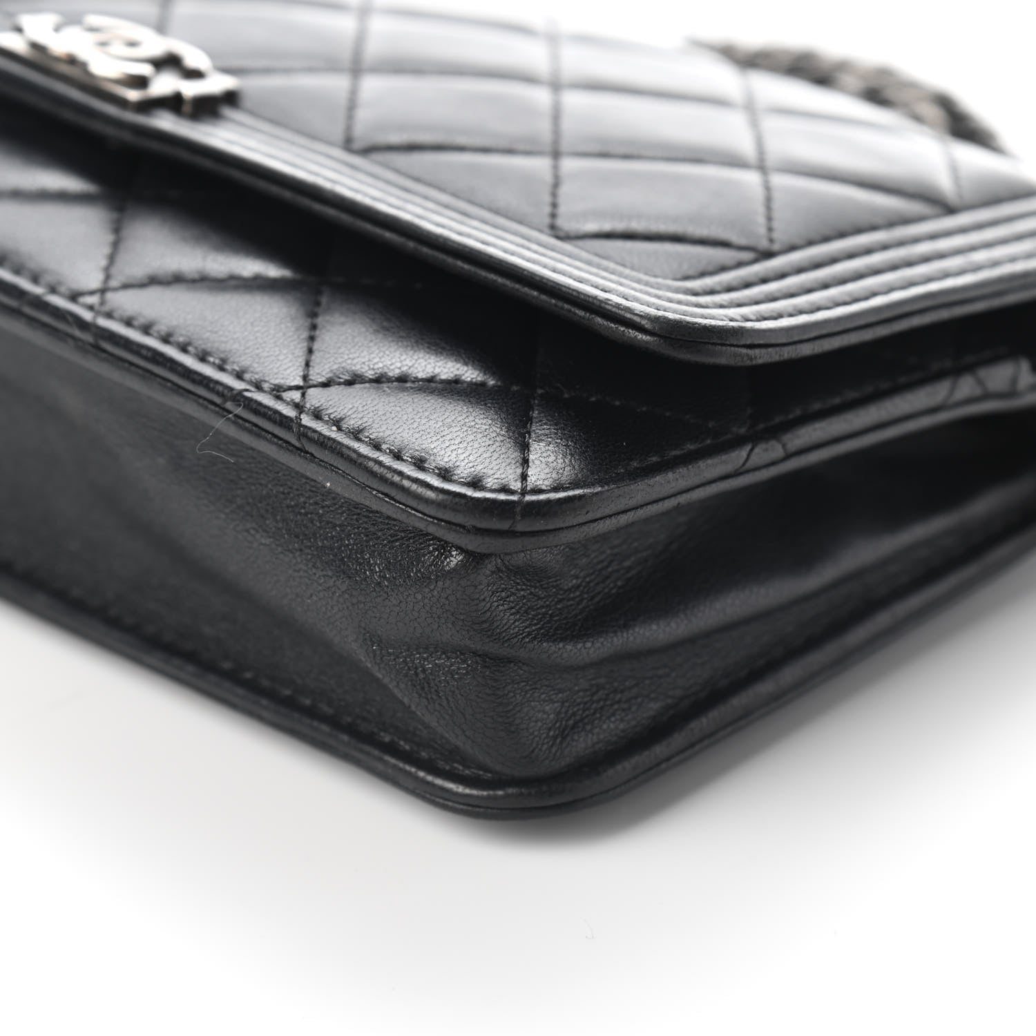 Chanel Lambskin Quilted Boy Wallet On Chain WOC Black 10 of 10